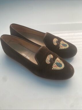 Stubbs and Wootton Black King Emperor Sheikh Royal Ethnic Velvet Flats